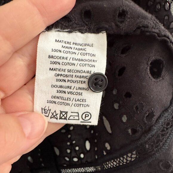 Vanessa Bruno Eyelet Lace Top in Black, size 34. Fits like a size XS - Picture 7 of 9